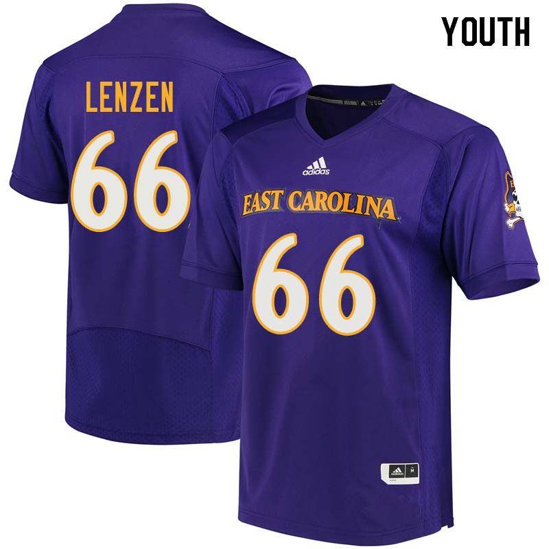 Youth #66 Erik Lenzen East Carolina Pirates College Football Jerseys Sale-Purple